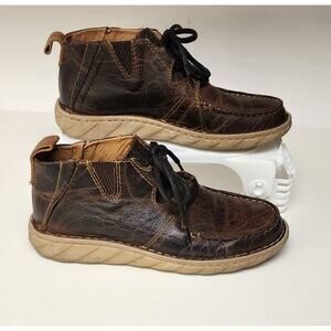 Tony Lama Mens Distressed Leather Estancia Tan Brown Mocs Casual Boots Size US 7